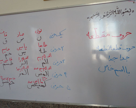 تدریس حروف مقطعه در کلاس قرآن خانم شعبانی