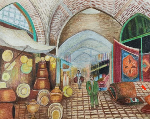 ارسال آثار دانش آموزان مربوط به نقاشی بازارچه سنتی